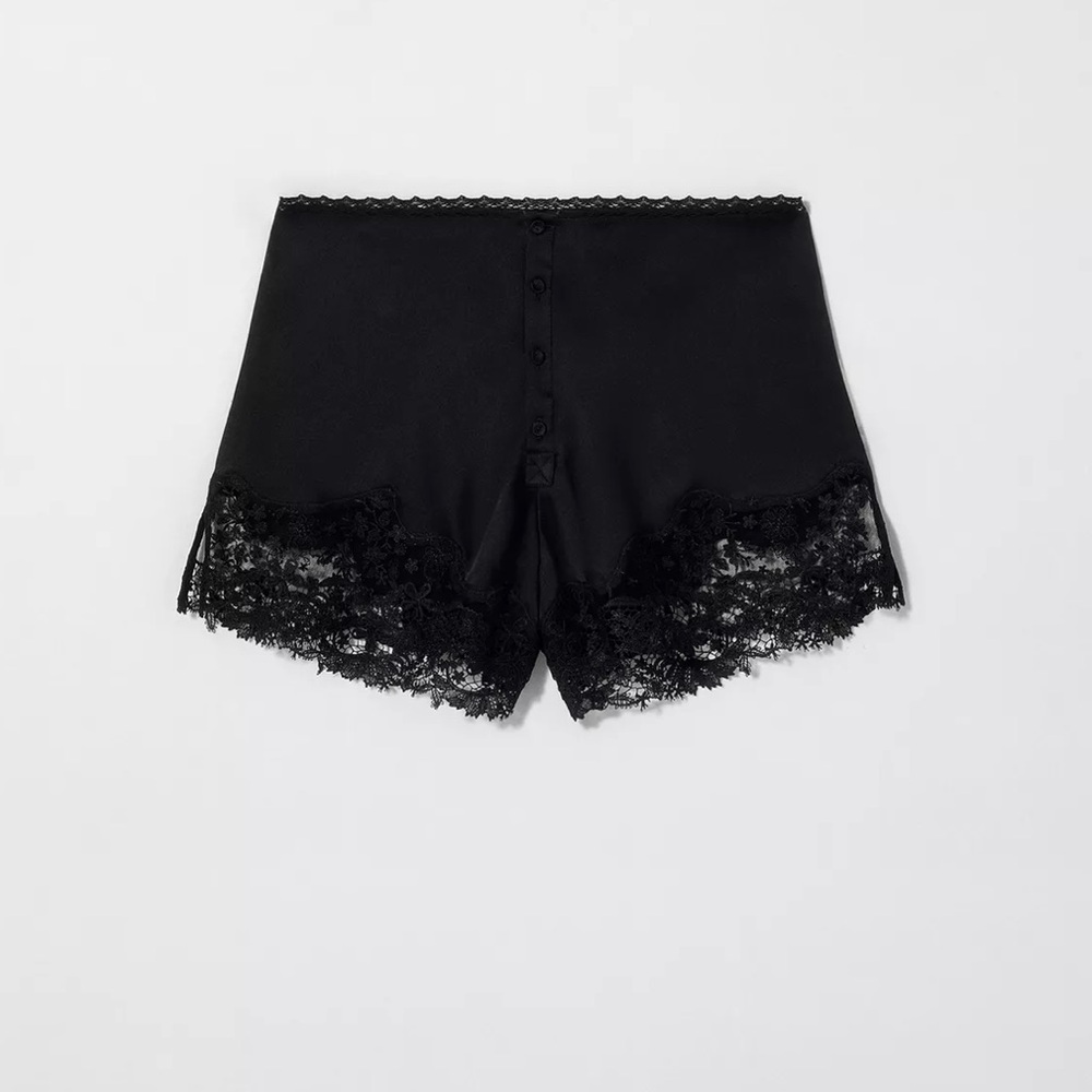 Zara Kate Moss Black Silk Lingerie Shorts